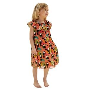 Farm Rio Anthropologie Dress Girls 3T Toucan Birds Tropical Ruffled Travel Beach